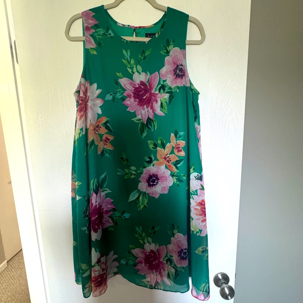 Jessica Howard Green Floral Midi Dress